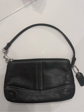 Coach Black Leather Wristlet Clutch
